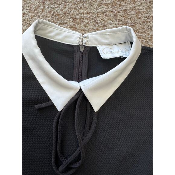 Pappagallo Women's Black midi Dress, size Medium, White Peter Pan collar - Picture 9 of 12